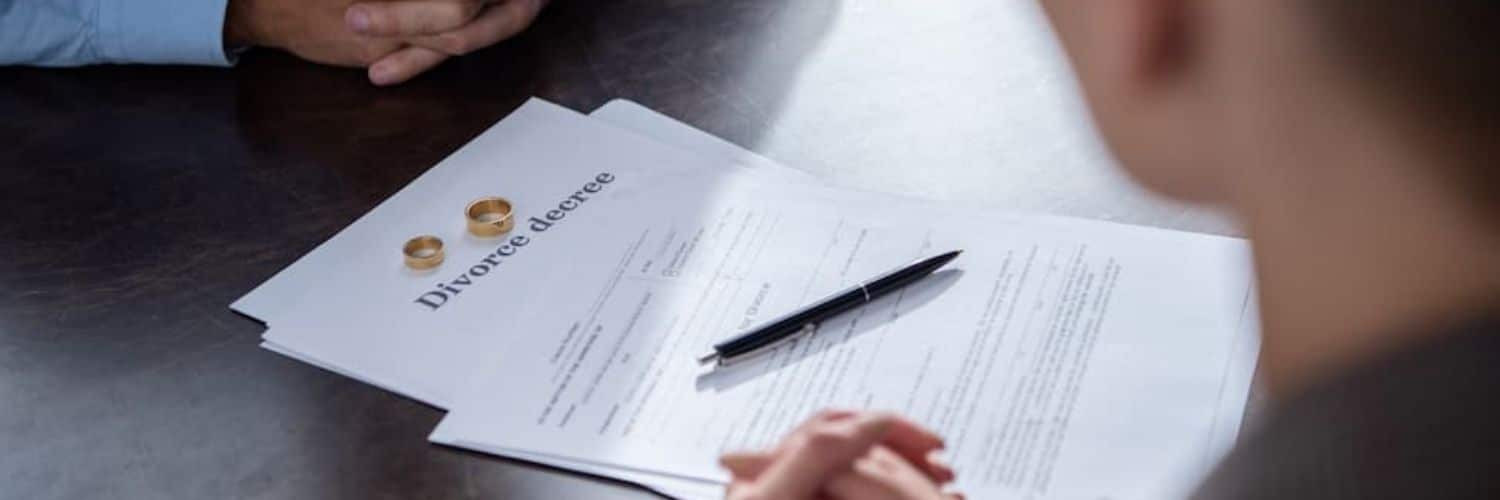 divorce document on table